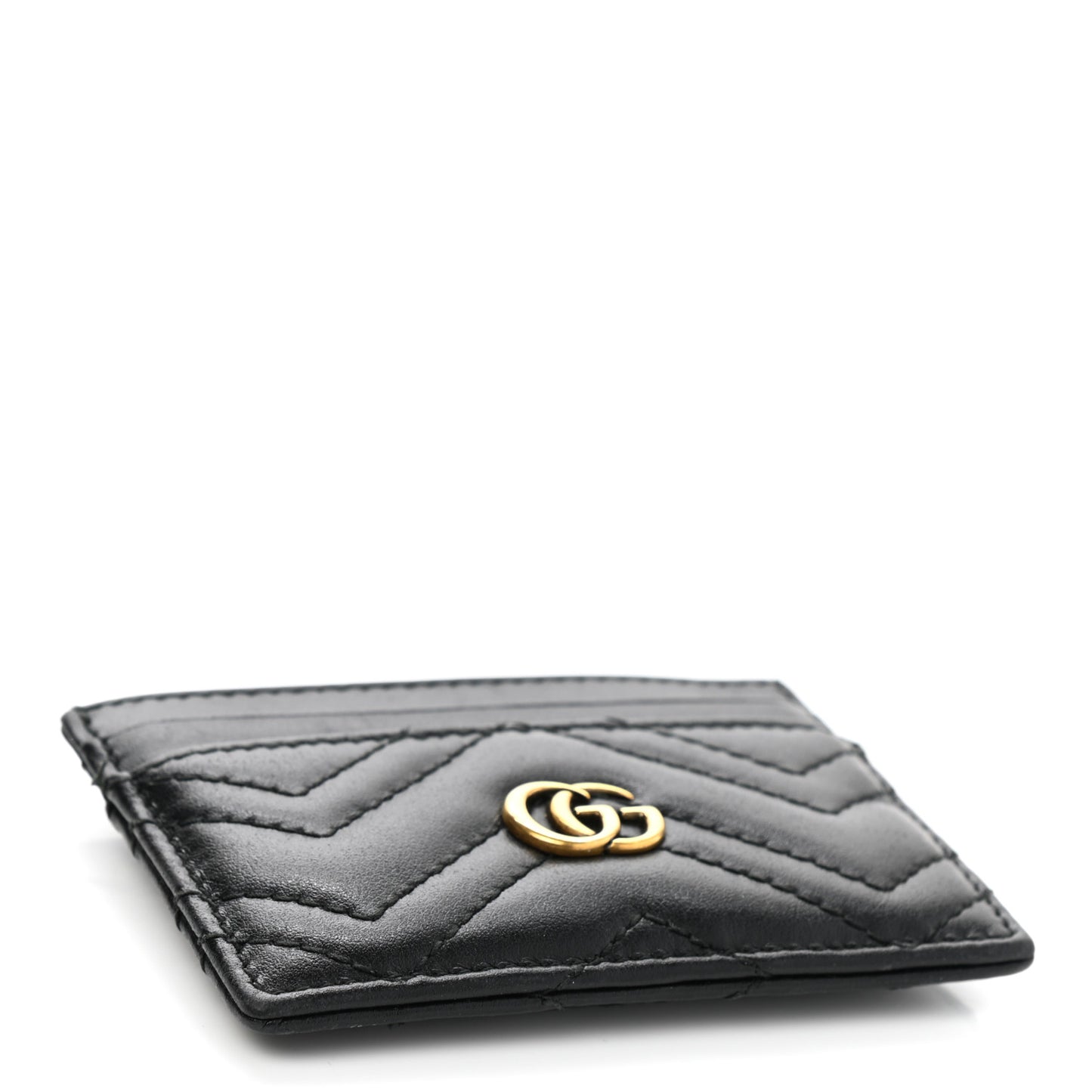 Calfskin Matelasse GG Marmont Card Holder Black