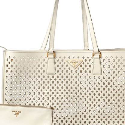 Prada Saffiano Perforated Tote Talco 7 of 21