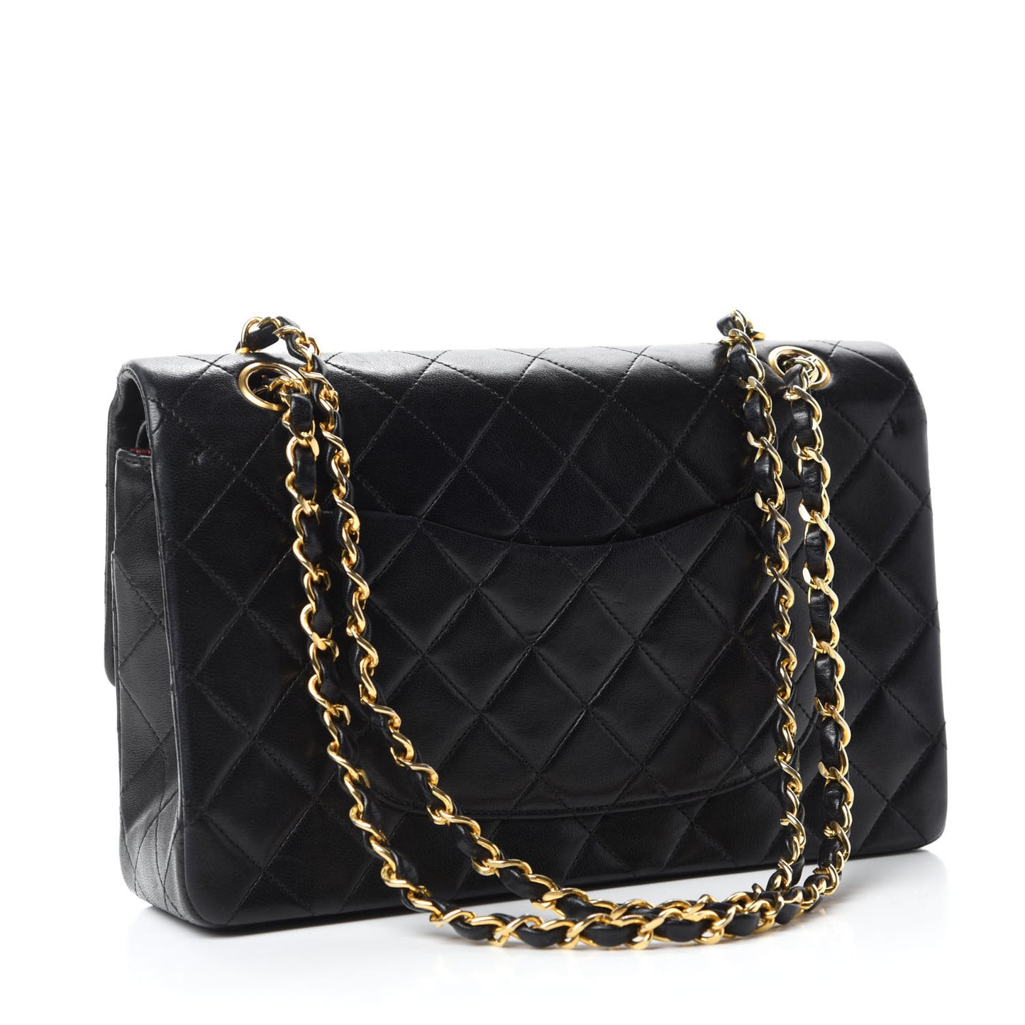 Lambskin Quilted Medium Double Flap Black