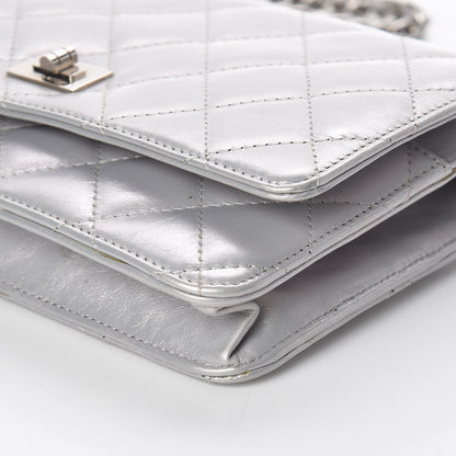 Chanel Metallic Aged Calfskin Reissue Wallet On Chain WOC Silver 6 of 10