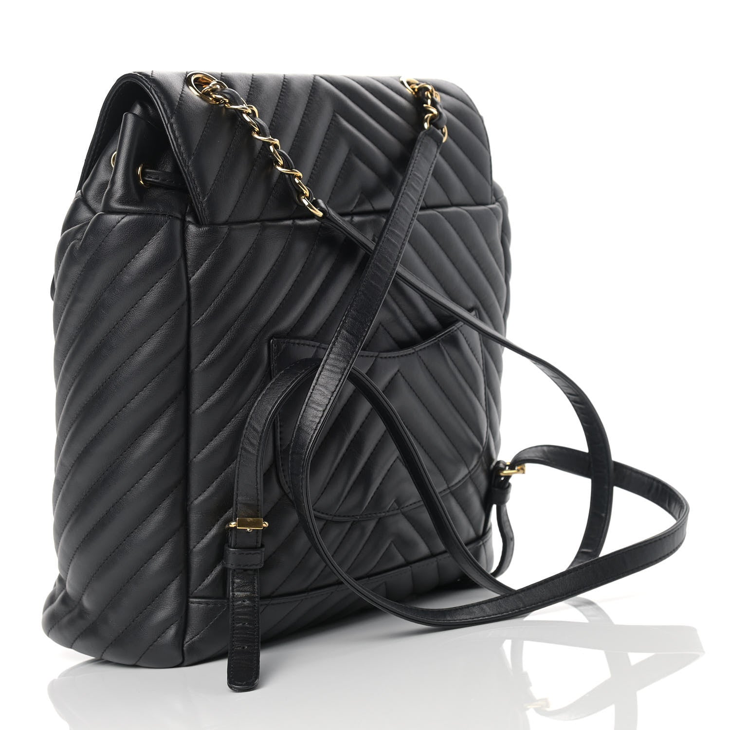 Chanel Calfskin Chevron Quilted Large Urban Spirit Backpack Black 3 of 14
