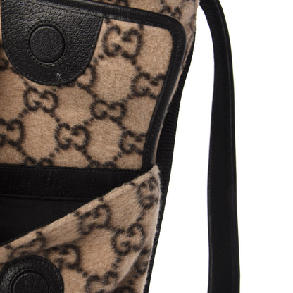 Gucci Covered Wool GG Monogram Large Double Buckle Backpack Beige Ebony Black 10 of 13