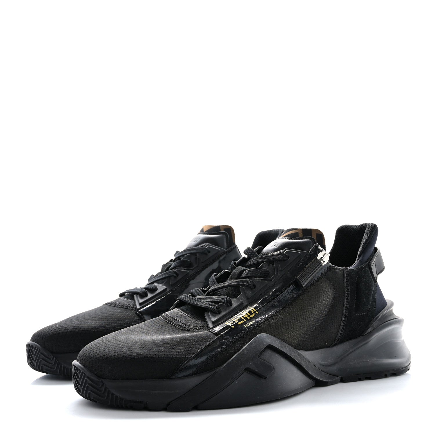 Fendi Nylon Lycra FF Mens Fendi Flow Low Top Sneakers 11 Black 4 of 8