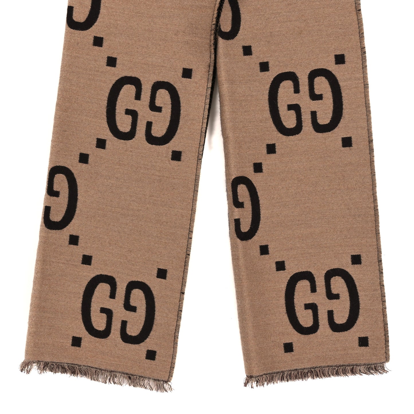Wool Silk Monogram Jumbo GG Freedom Scarf Dark Brown Beige