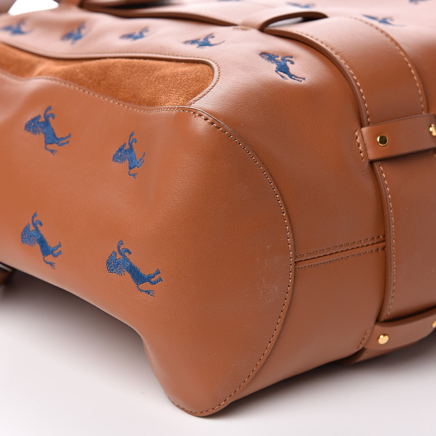 Chloe Smooth Calfskin Little Horses Embroidered Tao Zipped Tote Caramel 8 of 10