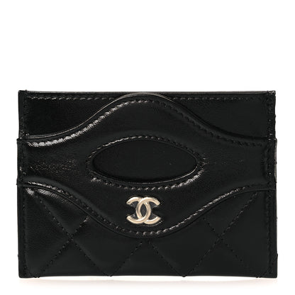 Chanel Shiny Crumpled Calfskin Quilted 31 Card Holder Black 1 of 10
