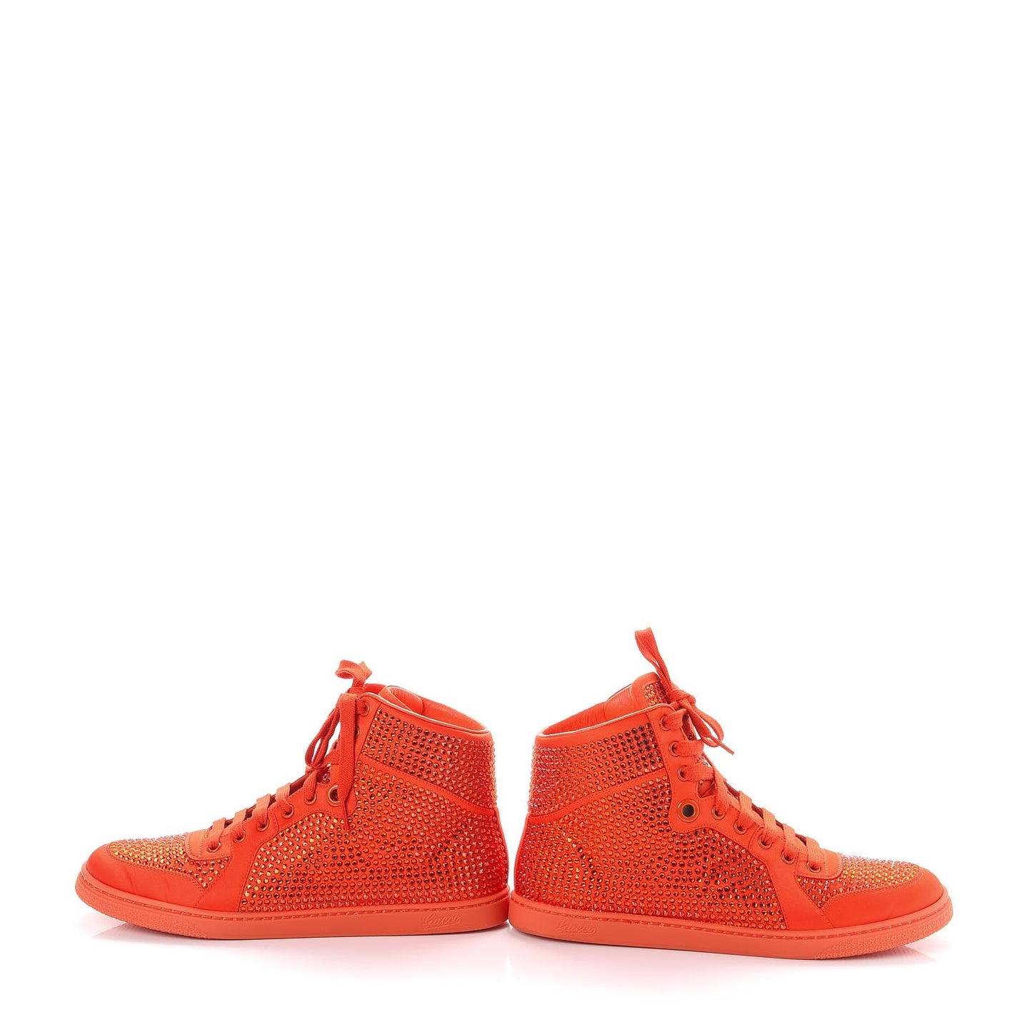 Satin Crystal High Top Sneakers 41.5 Orange