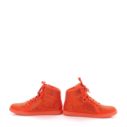 Gucci Satin Crystal High Top Sneakers 41.5 Orange 6 of 12