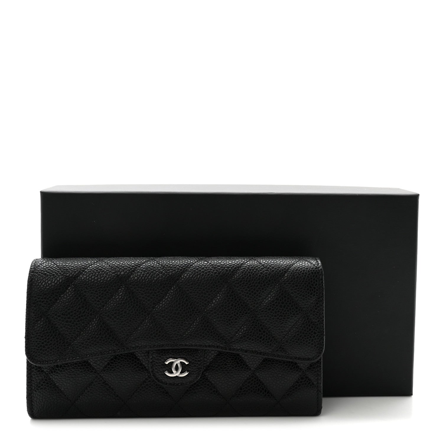 Chanel Caviar Quilted Large Gusset Flap Wallet Black 9 of 9