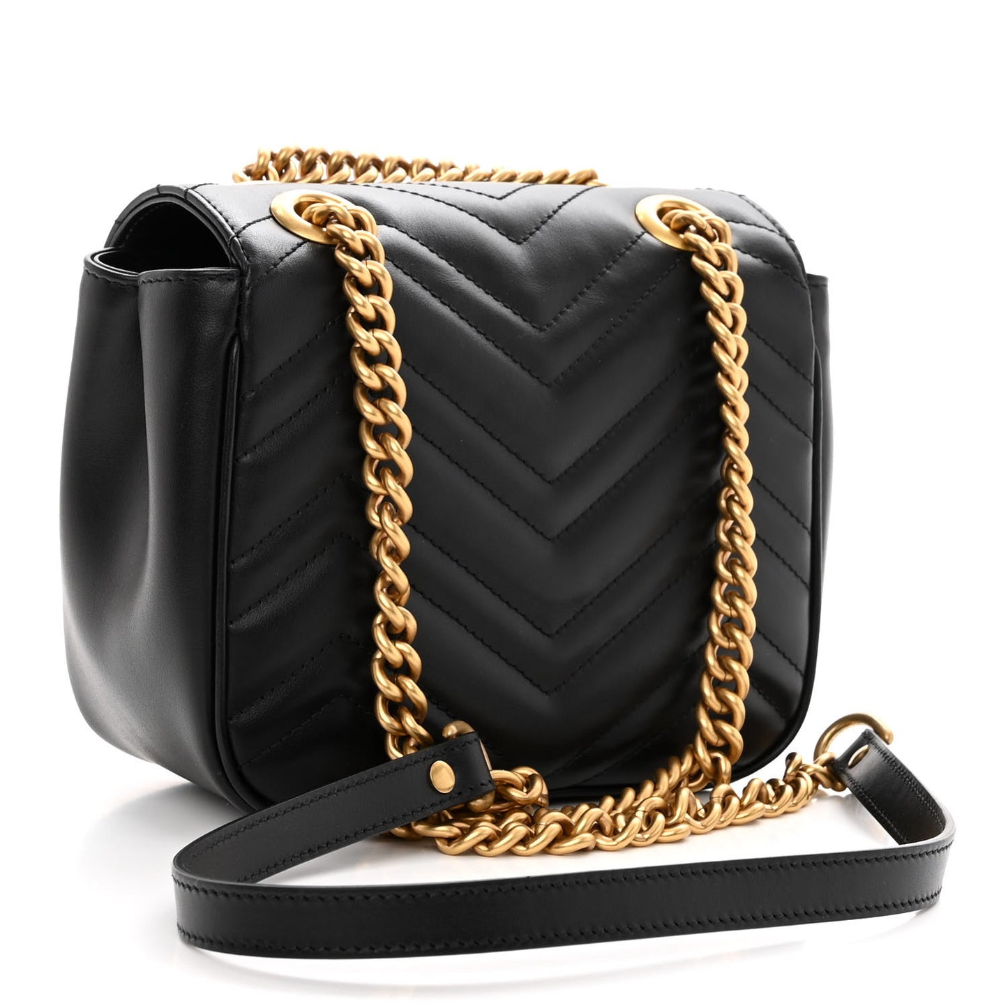 Calfskin Matelasse Mini GG Marmont Square Shoulder Bag Black