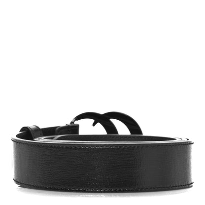 Gucci Azalea Calfskin Enamel Monochrome Double G 30mm Belt 90 36 Black 2 of 6