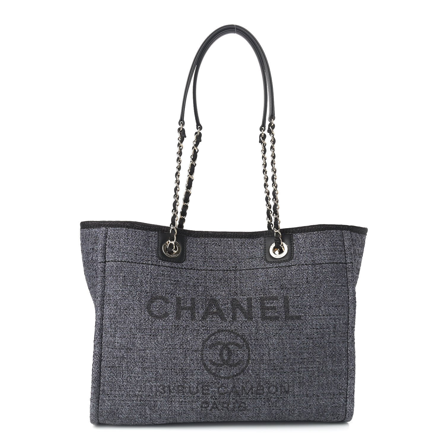 Chanel Lurex Boucle Small Deauville Tote Grey 1 of 9