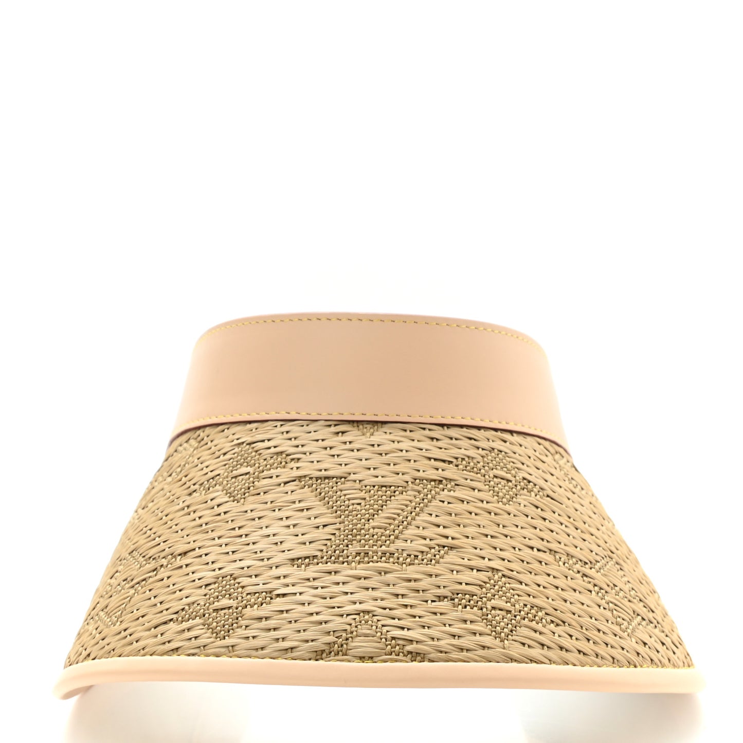 Calfskin Raffia Monogram Strawgram Visor Natural