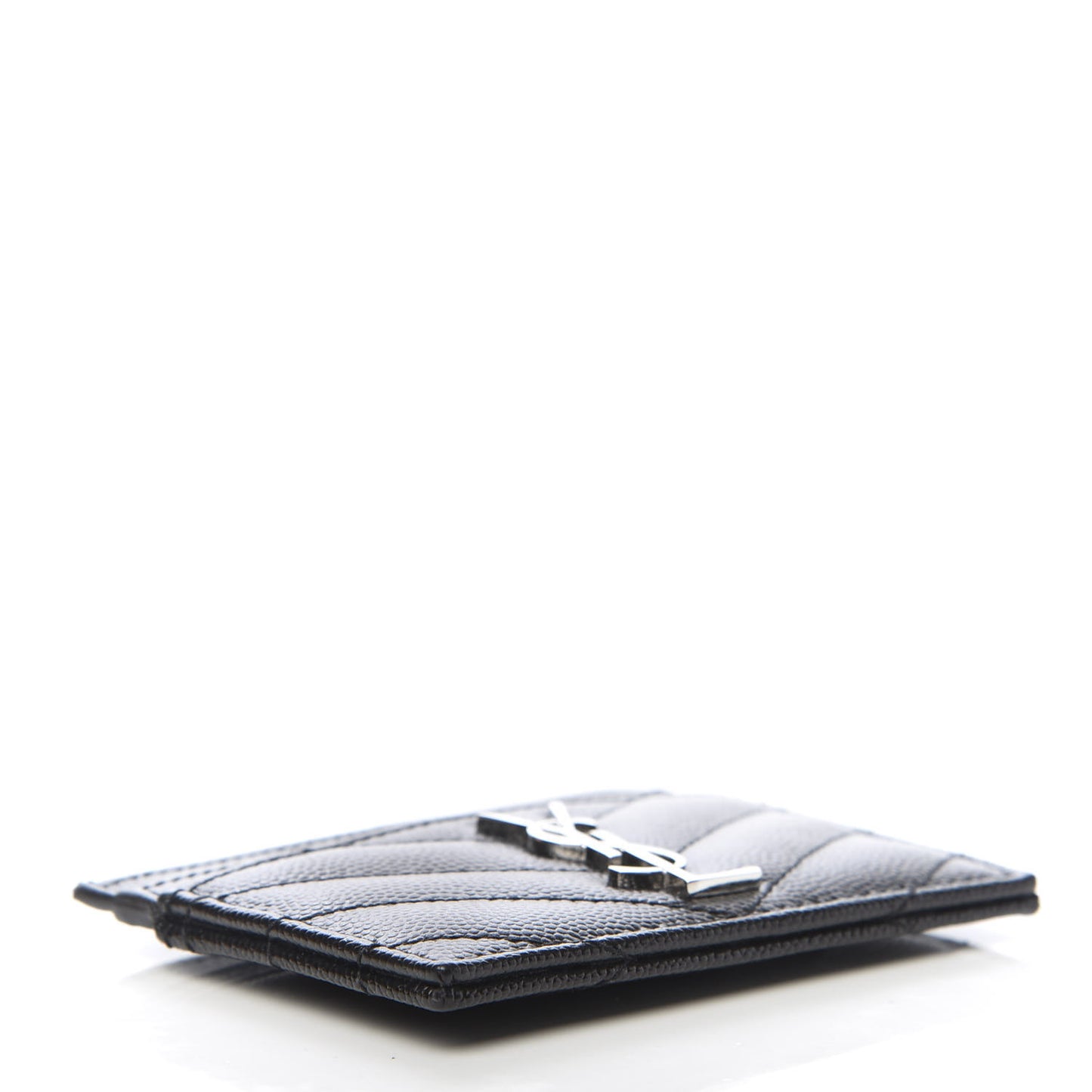 Grain De Poudre Matelasse Chevron Monogram Credit Card Case Black