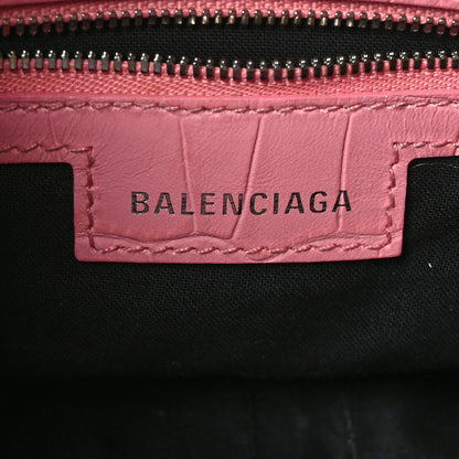 Balenciaga Extra Supple Calfskin Crocodile Embossed Small Le Cagole Shoulder Bag Sweet Pink 7 of 10
