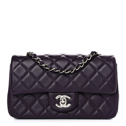 Chanel Lambskin Quilted Mini Rectangular Flap Dark Purple 1 of 13