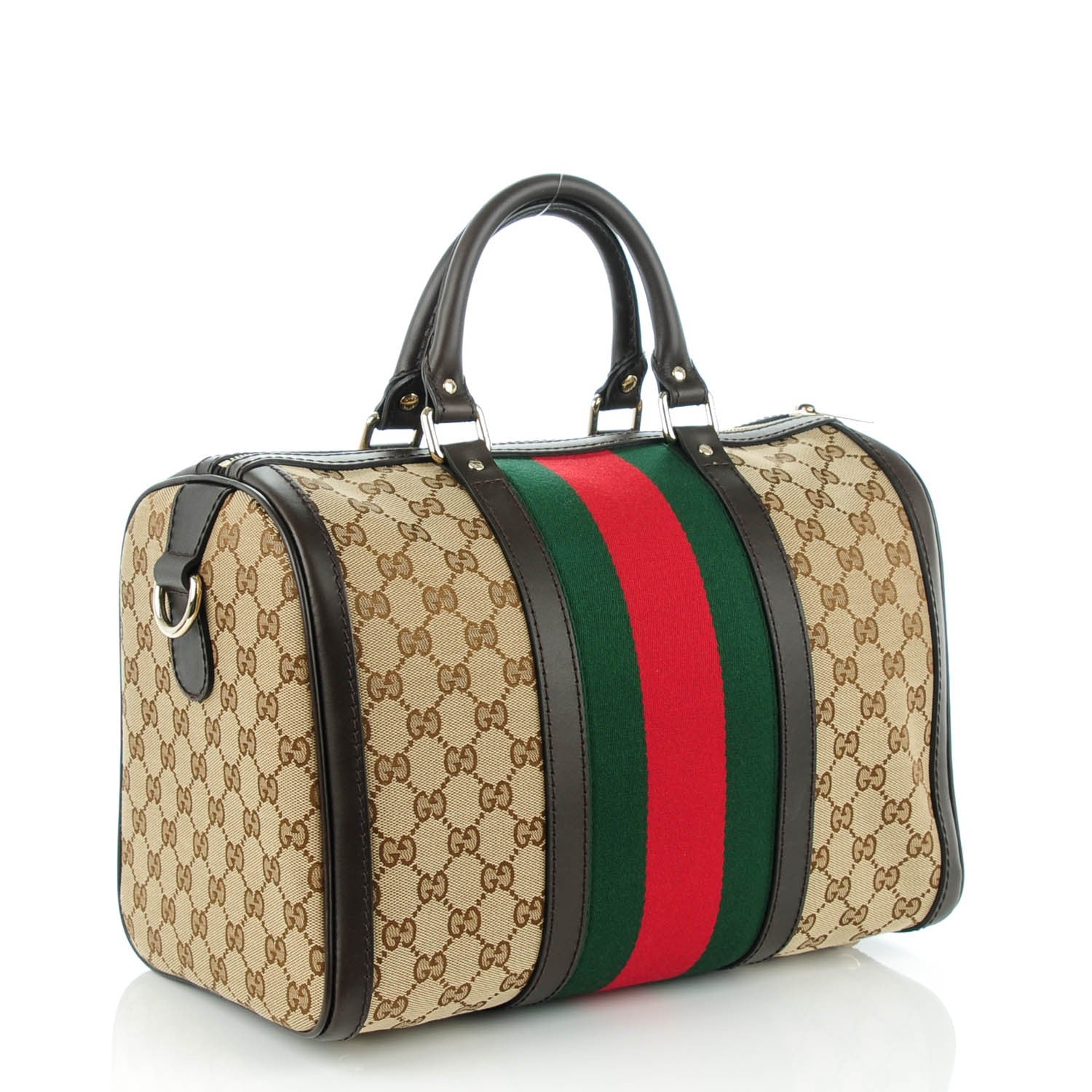 Gucci Monogram Vintage Web Medium Boston Dark Brown 3 of 7