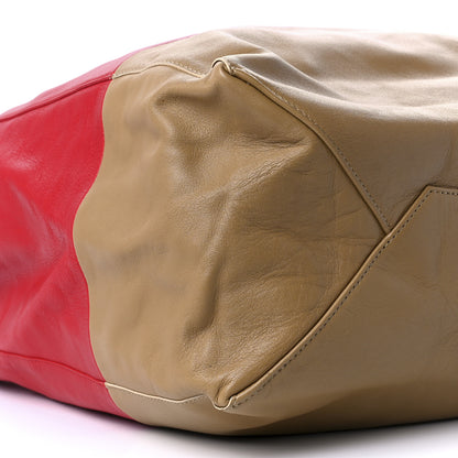 Celine Lambskin Horizontal Bi-Color Cabas Red Camel 9 of 10
