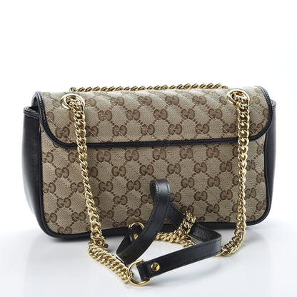 Gucci Monogram Matelasse Diagonal Small GG Marmont Shoulder Bag Beige Black 2 of 9