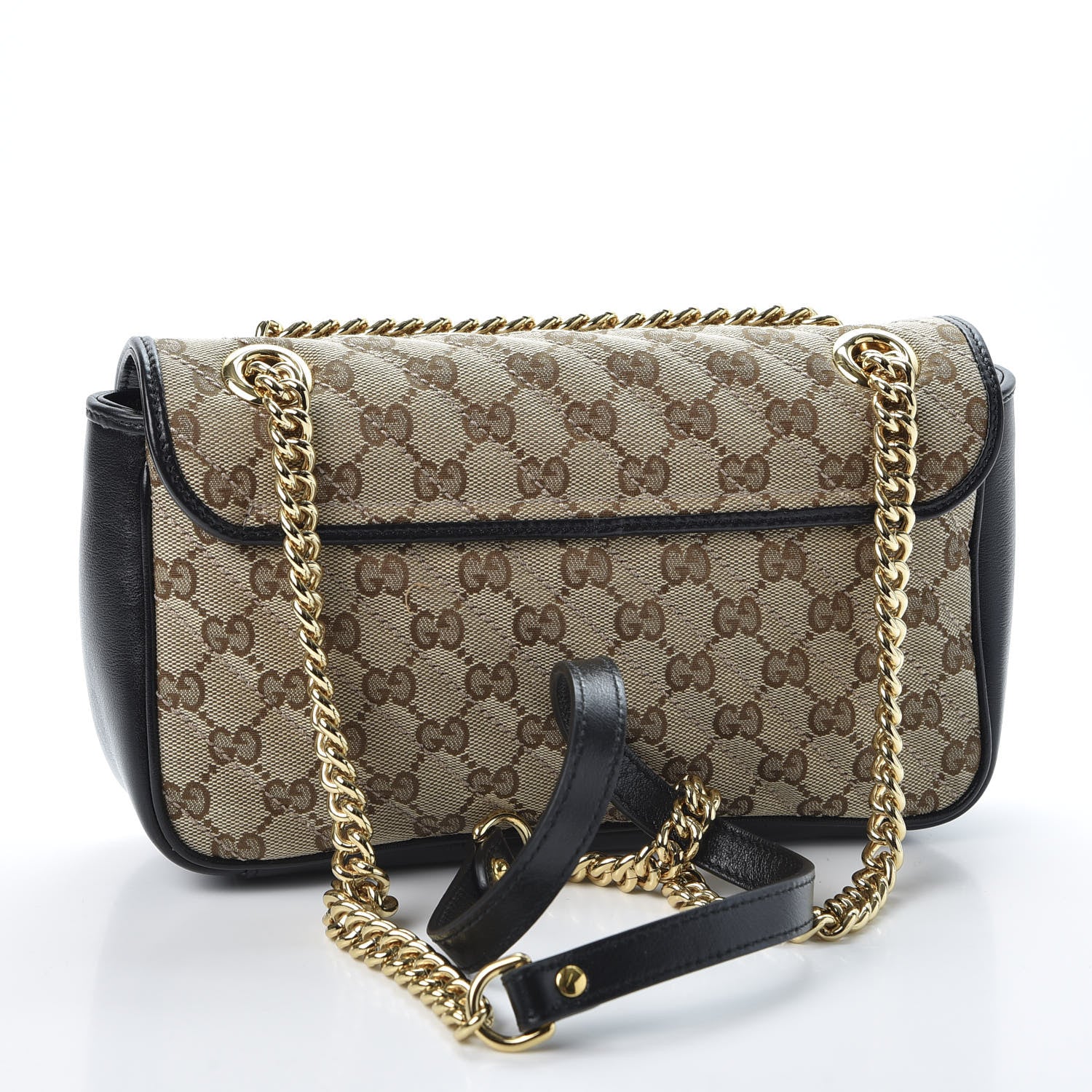 Gucci Monogram Matelasse Diagonal Small GG Marmont Shoulder Bag Beige Black 2 of 9