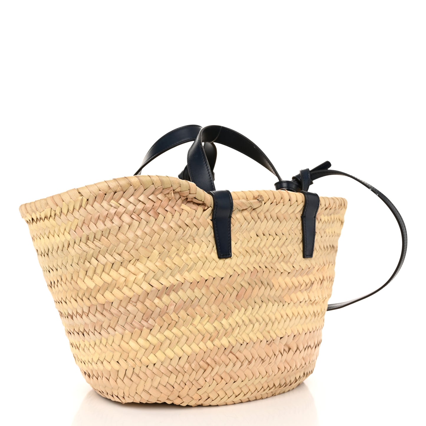 Raffia Calfskin Triomphe Medium Panier Navy Blue