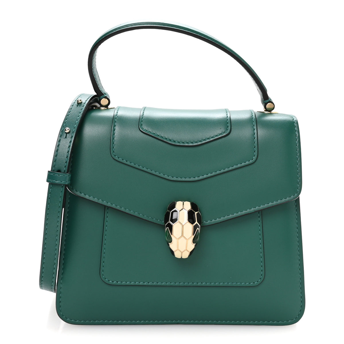 Calfskin Serpenti Forever Top Handle Emerald Green