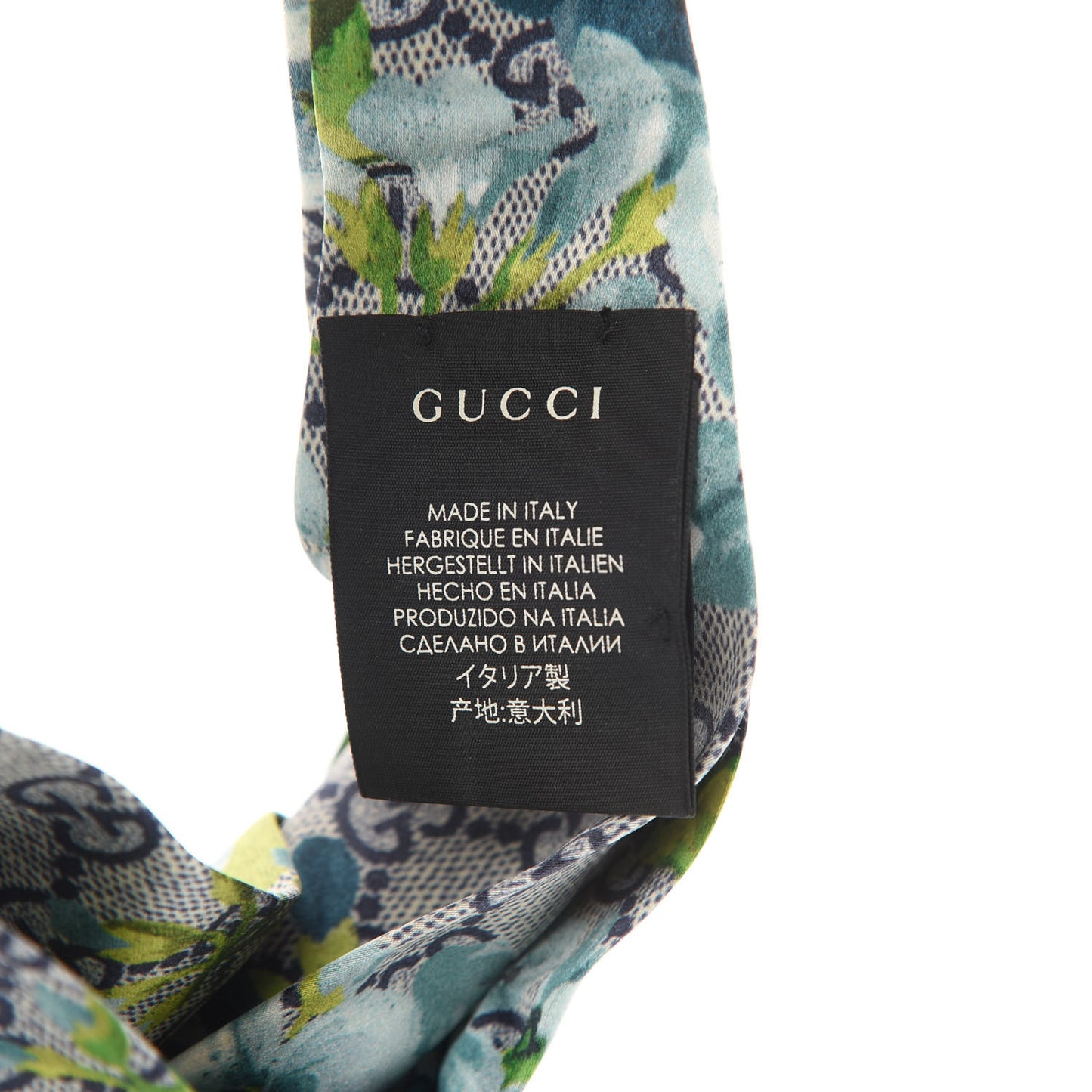 Silk Monogram Blooms Print Headband Blue