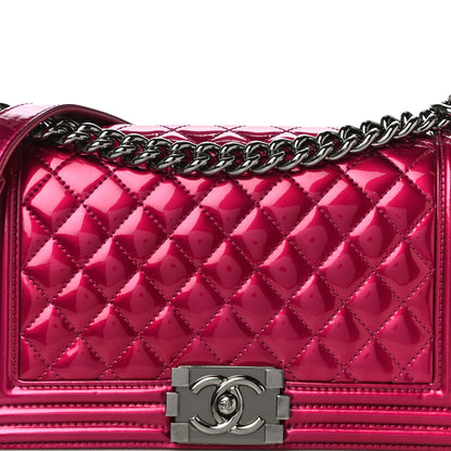 Chanel Metallic Patent Calfskin Quilted Medium Boy Flap Pink 8 of 17