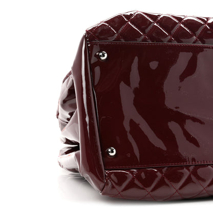 Chanel Patent Quilted Maxi Just Mademoiselle Bowling Bag Burgundy 9 of 10