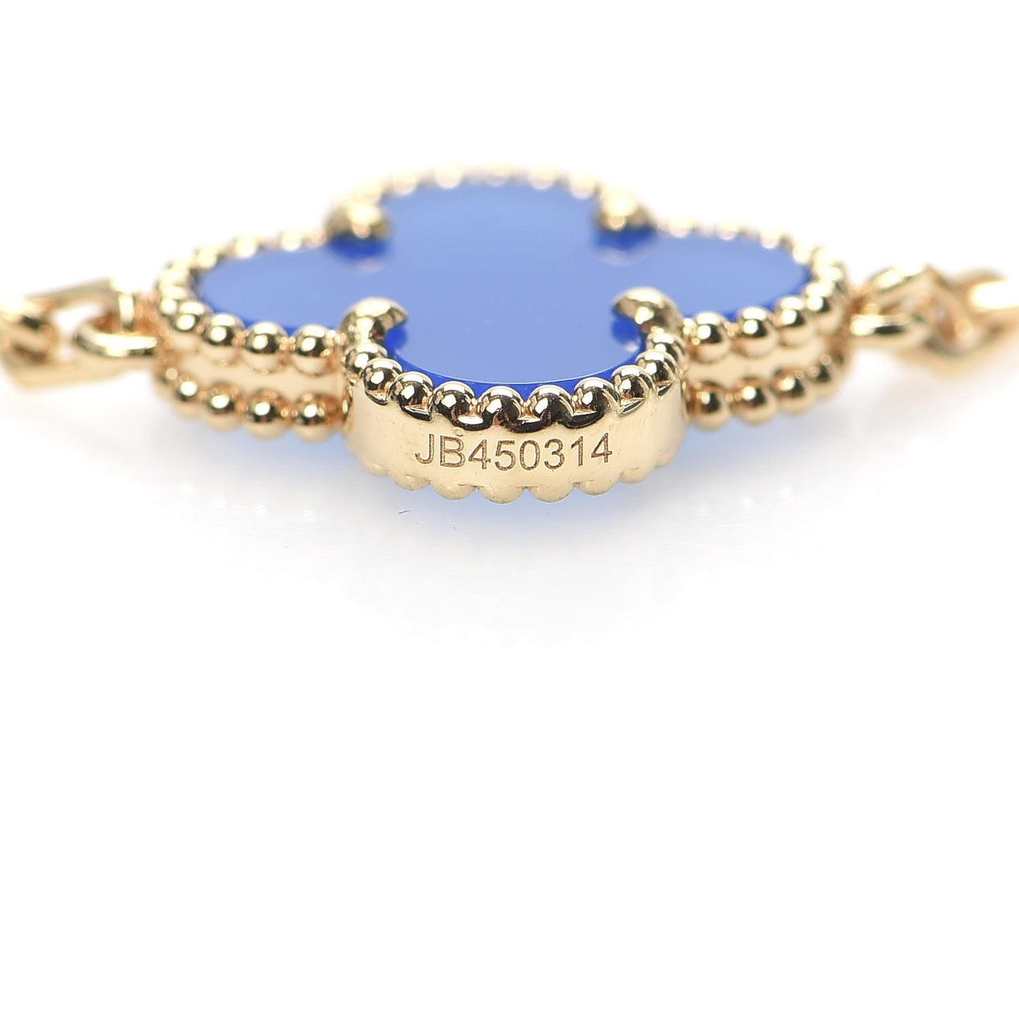 18K Yellow Gold Blue Agate 5 Motifs Vintage Alhambra Bracelet