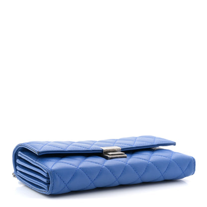 Chanel Lambskin Quilted Clutch with Chain Blue 4 of 13
