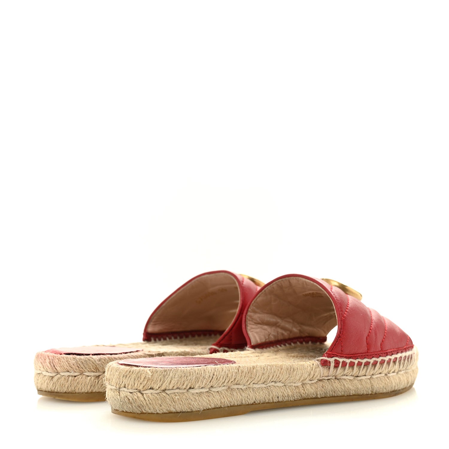 Gucci Nappa Matelasse GG Marmont Espadrille Slide Sandals 35 Hibiscus Red 5 of 12