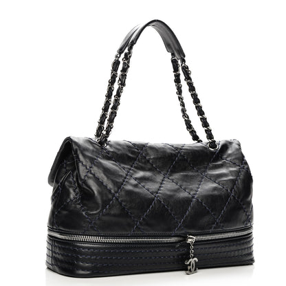 Chanel Calfskin Large Expandable Flap Bag Blue 3 of 7