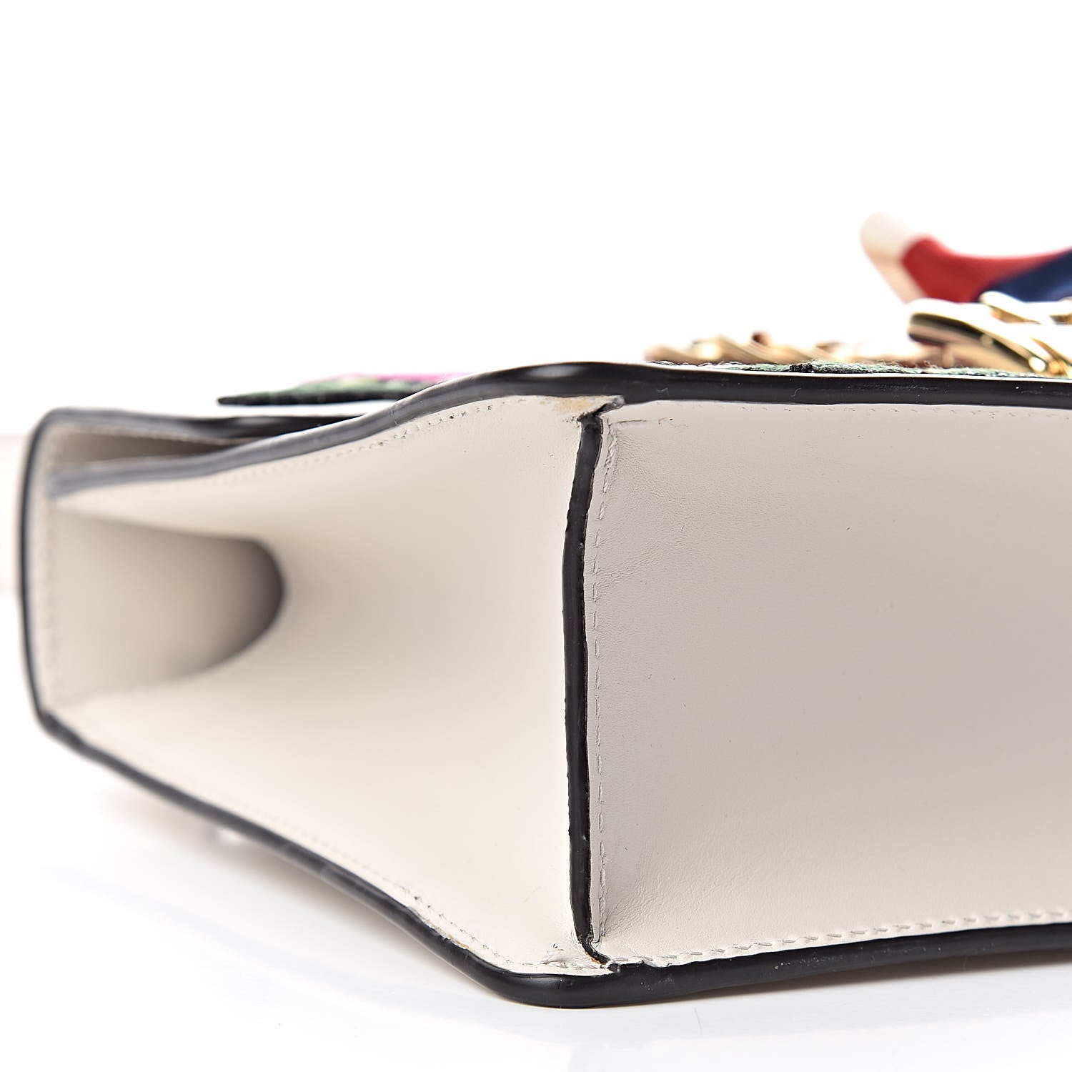 Gucci Calfskin Embroidered Small Sylvie Shoulder Bag White 9 of 10
