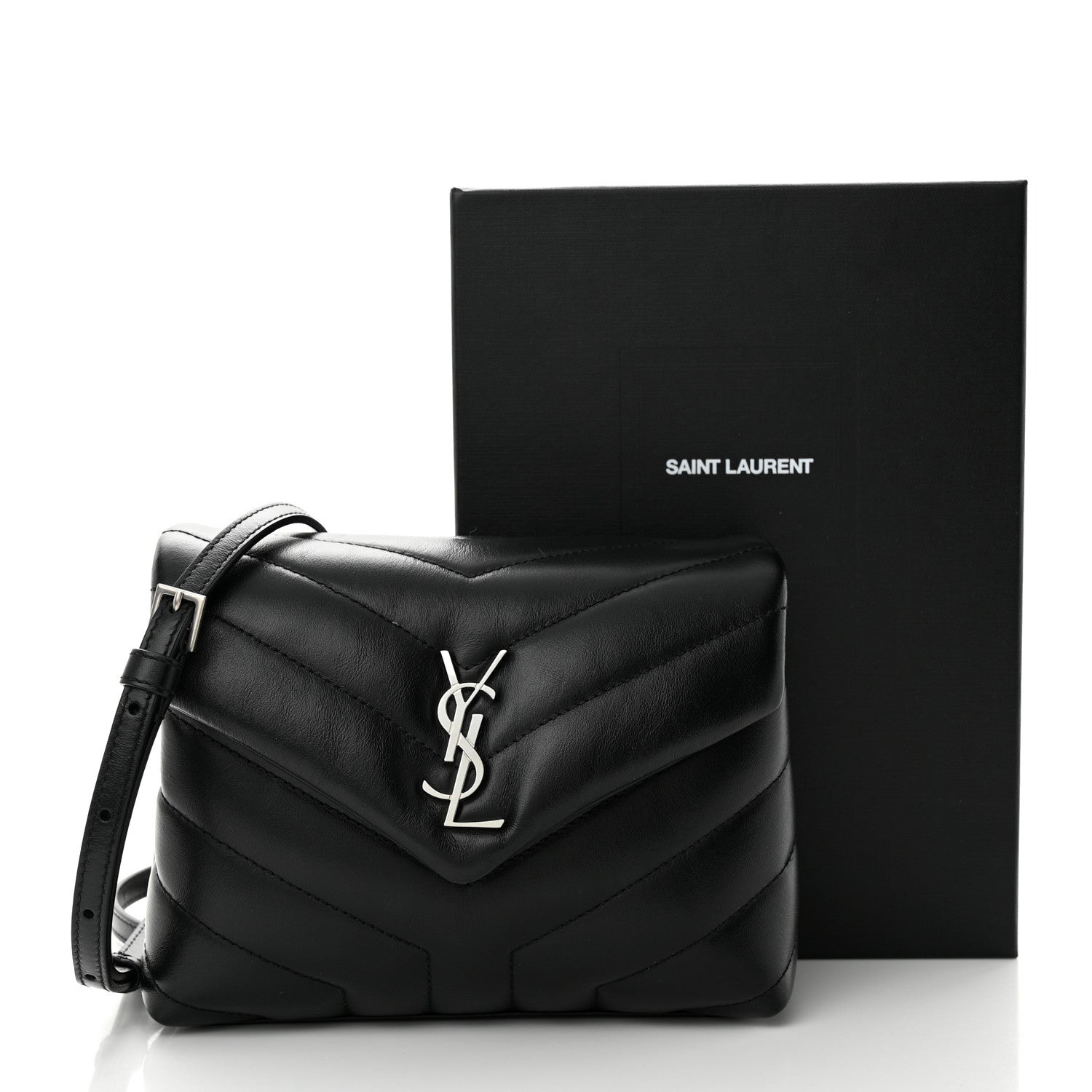 Saint Laurent Calfskin Y Quilted Monogram Toy Loulou Crossbody Bag Black 11 of 11