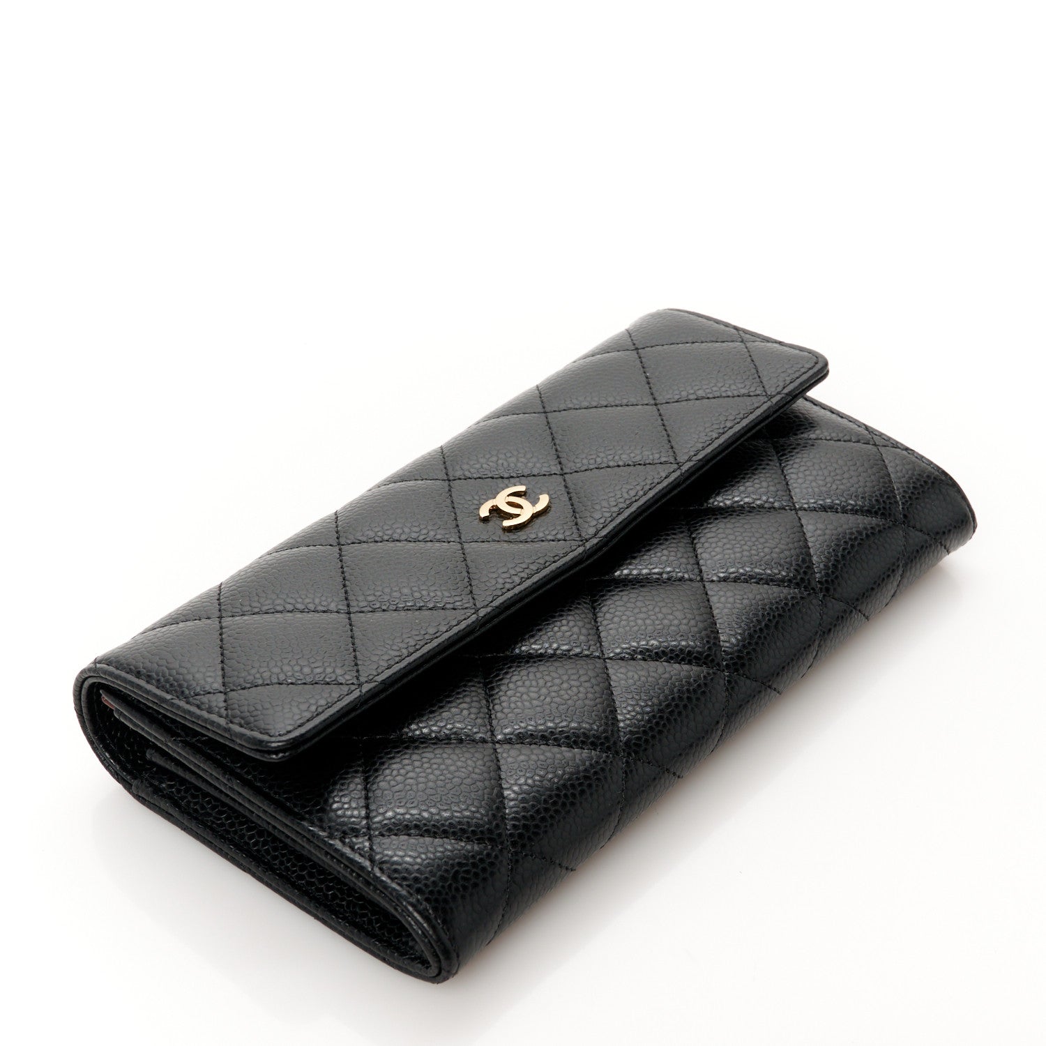 Chanel Caviar Quilted Large Gusset Flap Wallet Black 4 of 10