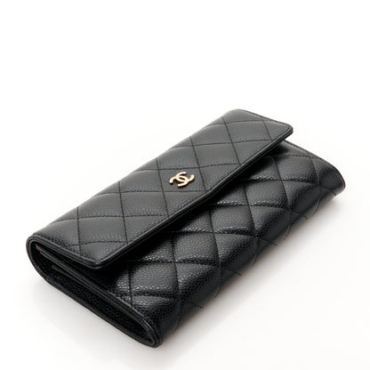 Chanel Caviar Quilted Large Gusset Flap Wallet Black 4 of 10