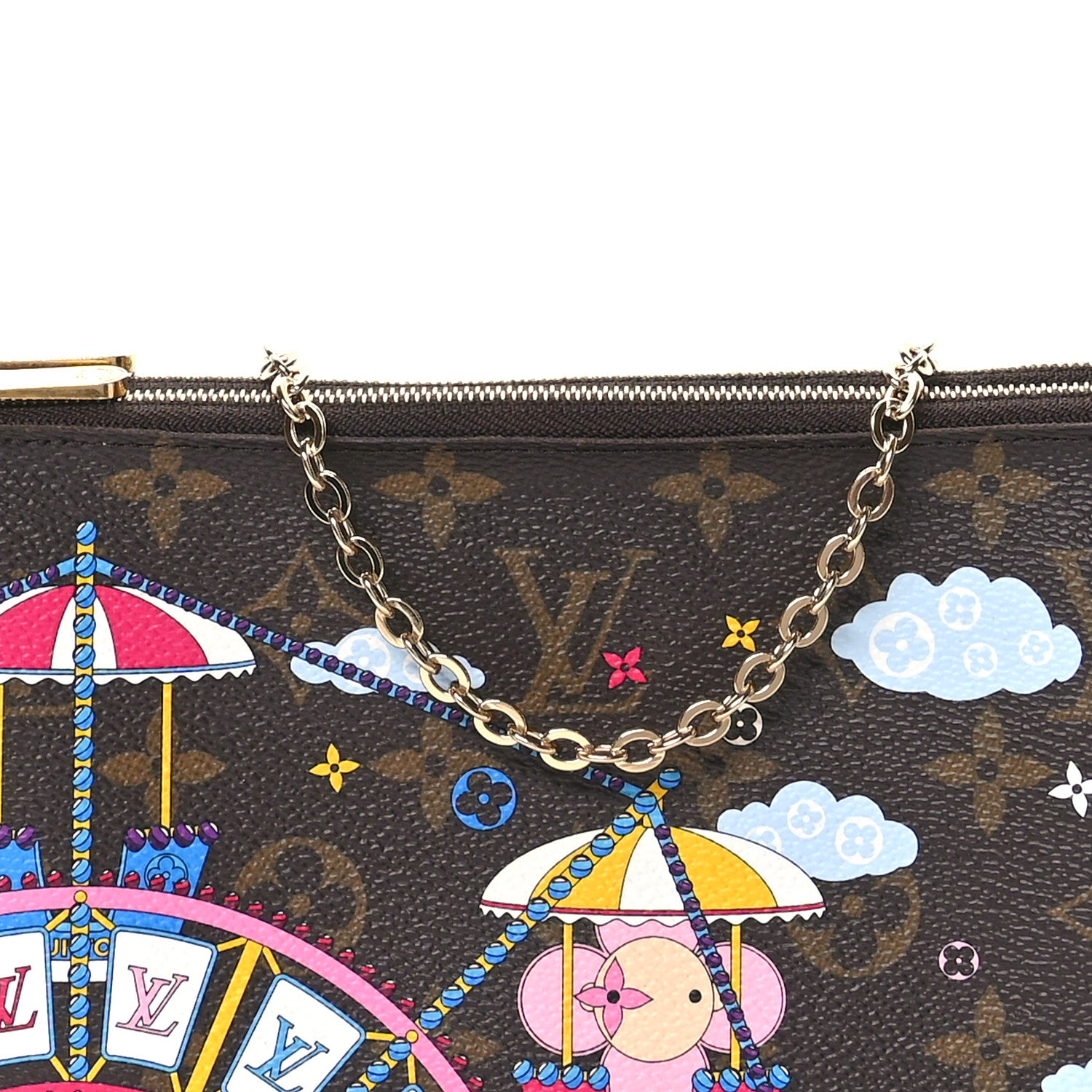 Louis Vuitton Monogram 2020 Christmas Animation Big Wheel Double Zip Pochette Rose Ballerine 8 of 12