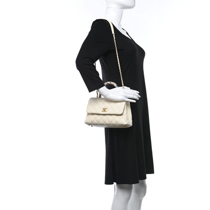 Chanel Caviar Elaphe Quilted Mini Coco Handle Flap Ivory 2 of 10