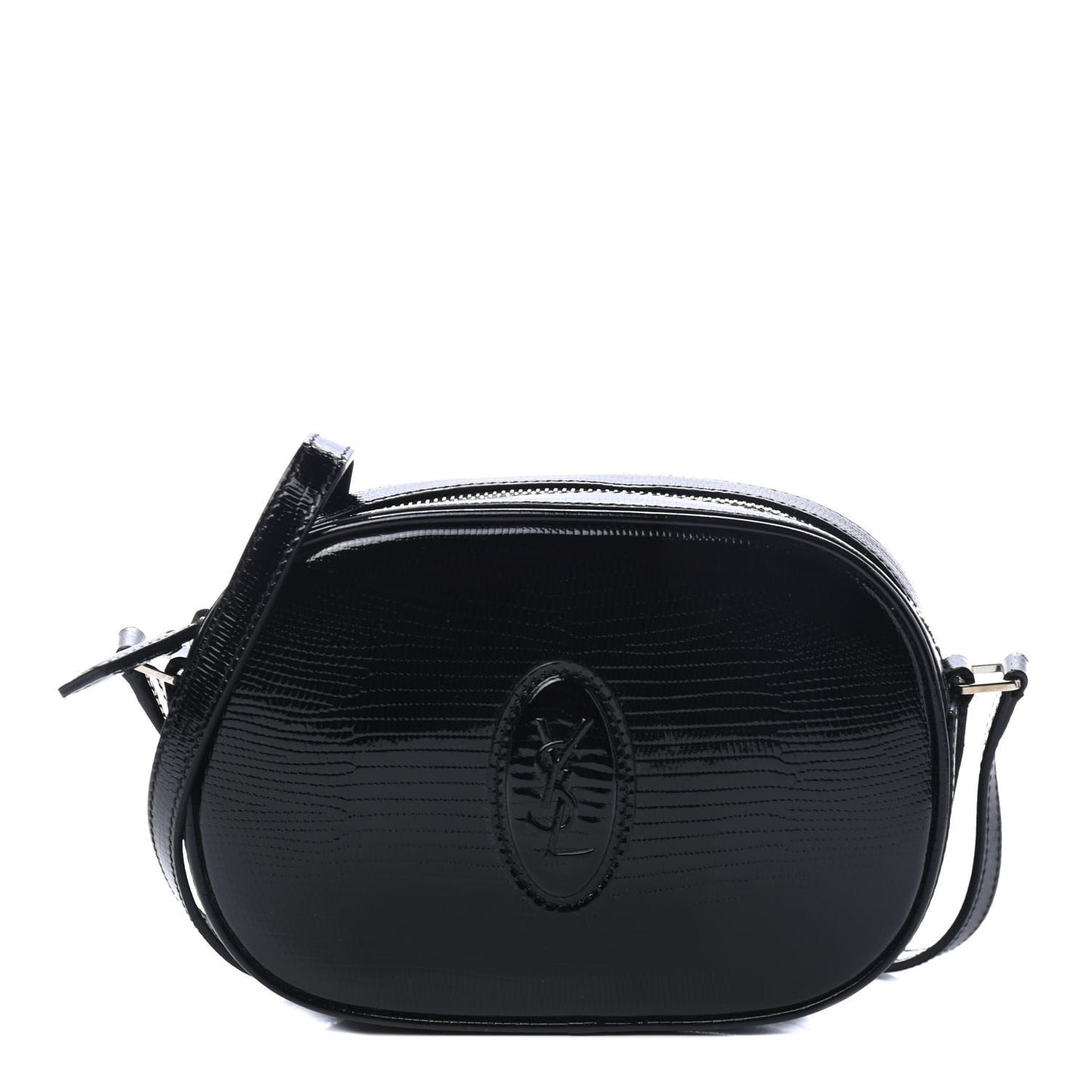 Calfskin Lizard Embossed Le 61 Camera Bag Black