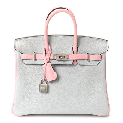 Hermes Togo Horseshoe Birkin 25  Bleu Pale Rose Sakura 1 of 11
