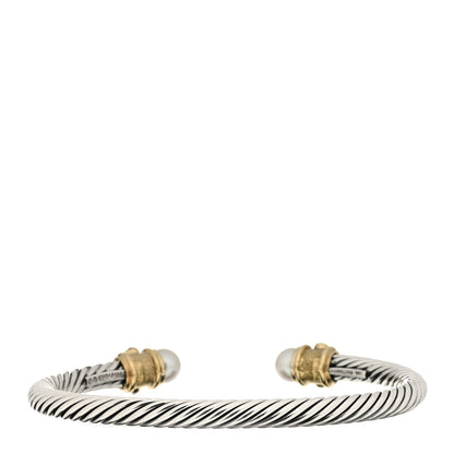 David Yurman Sterling Silver 14K Yellow Gold Pearl Ruby 5mm Cable Renaissance Bracelet 2 of 4