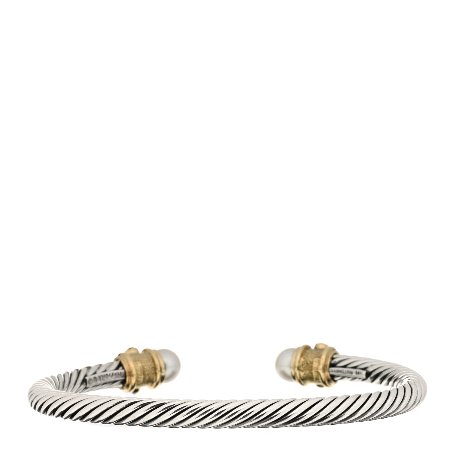 David Yurman Sterling Silver 14K Yellow Gold Pearl Ruby 5mm Cable Renaissance Bracelet 2 of 4