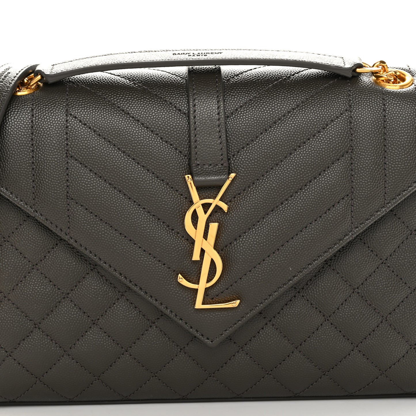 Grain De Poudre Textured Mixed Matelasse Triquilt Medium Monogram Satchel Pebble