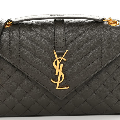 Saint Laurent Grain De Poudre Textured Mixed Matelasse Triquilt Medium Monogram Satchel Pebble 8 of 11