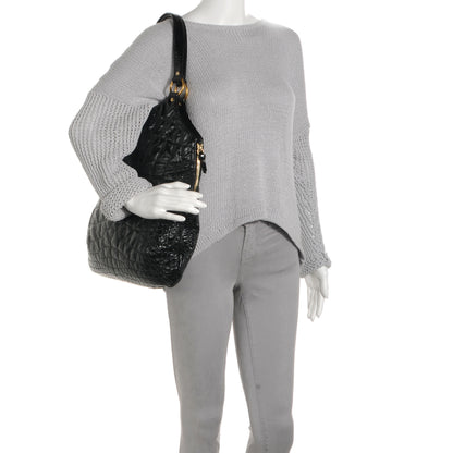 Saint Laurent Patent Crocodile Embossed Tribute Tote Black 2 of 6