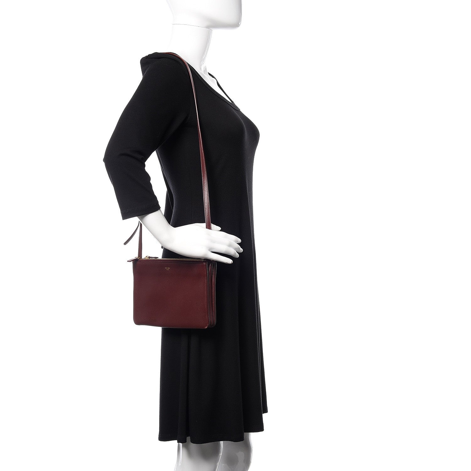 Celine Lambskin Small Trio Crossbody Bag Burgundy 2 of 18
