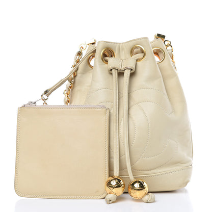Chanel Lambskin Mini CC Drawstring Bag Beige Clair 3 of 15