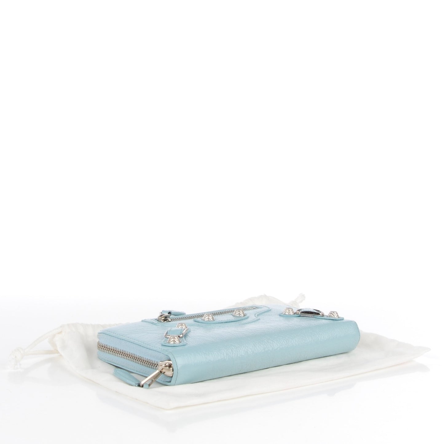Agneau Giant 12 Silver Hardware Continental Zip Around Wallet Bleu Dragee