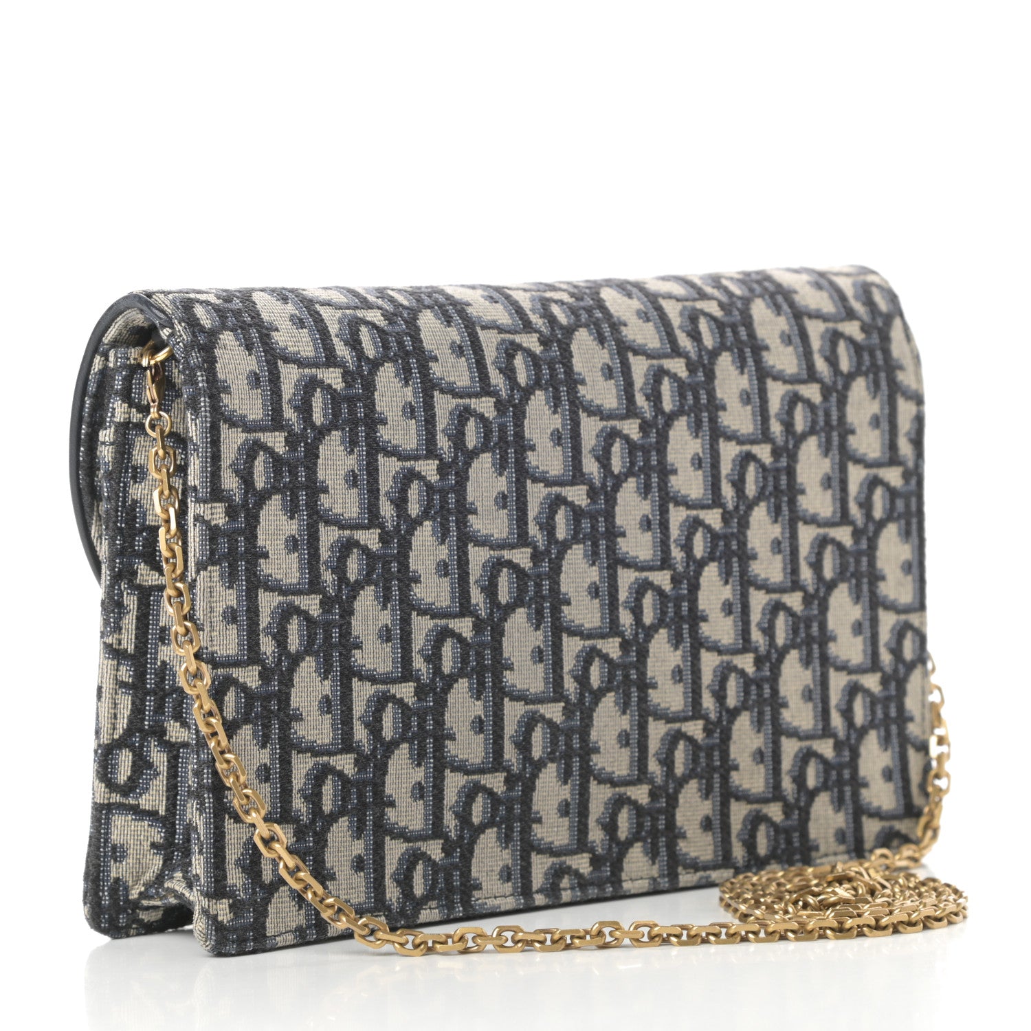 Christian Dior Oblique Saddle Chain Pouch Blue 3 of 11